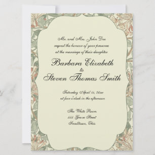 Soft Green Vintage William Morris Honeysuckle Invitation