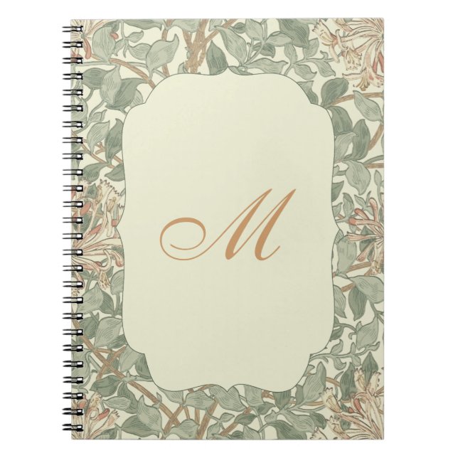Soft Green Vintage William Morris Honeysuckle Notebook (Front)