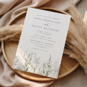 Soft Green Watercolor Floral Wedding Invitation