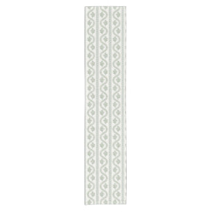 Soft Green Wavy Floral Stripe, Cream Short Table Runner