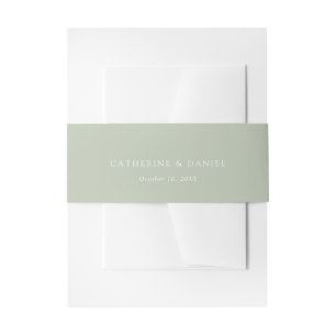 soft green wedding invitation belly band