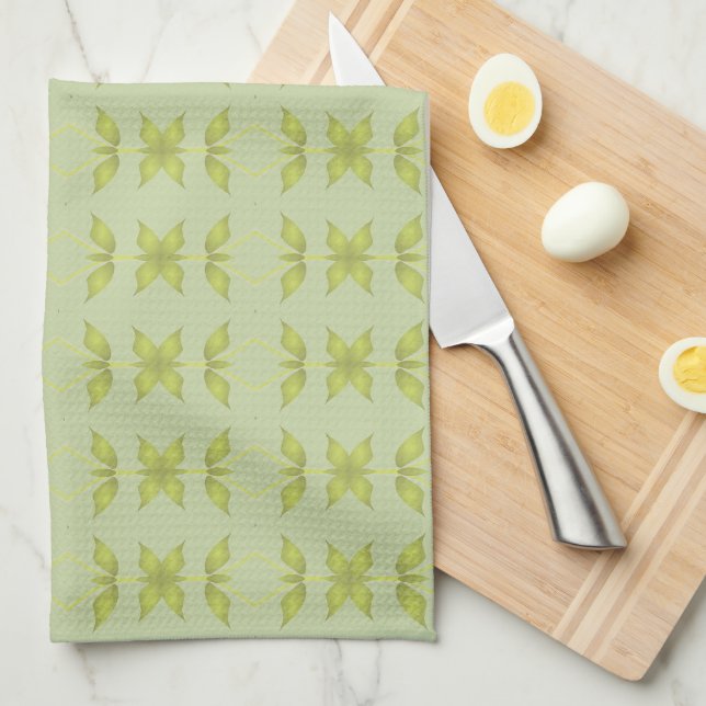 Soft green with lime tea towel (Quarter Fold)