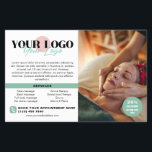 Soft Green Your Logo Photos QR Spa Salon Flyer<br><div class="desc">Marketing flyer for with soft green details for a spa, salon, massage therapist or more with your photos, logo, and QR code. Add your text, your services, a discount offer, contact info, address, opening hours, an about text, social media and more. Promotional spa flyer personalised with text, logo, photos, and...</div>