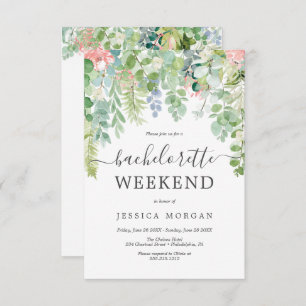 Soft Greenery Bachelorette Party Invite Card
