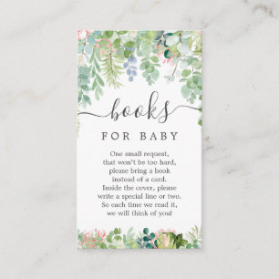 Soft Greenery Book Request Baby Shower Card