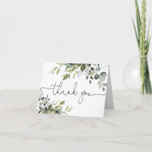 Soft greenery watercolor Folded Thank You Card