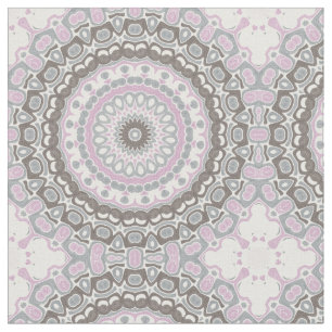 Soft Grey and Blush Pink Mandala Fabric