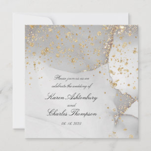 Soft Grey And Shimmering Gold Modern Wedding Invitation