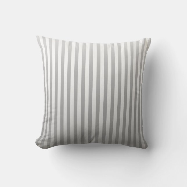 Soft Grey and White Gradated Stripes Cushion (Front)