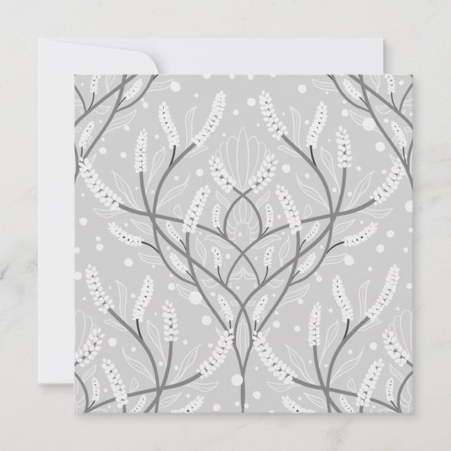 Soft Grey Botanical Vine Pattern Holiday Card (Front)