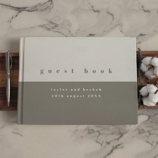 Soft Grey Colour Block Wedding Guest Book (Soft Gray Color Block Wedding Guest Book)