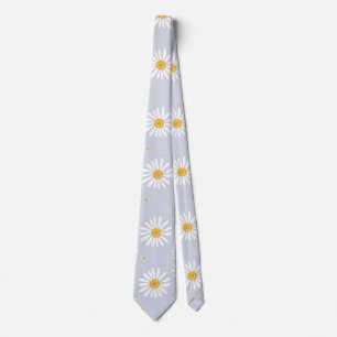 Soft Grey Daisy Tie