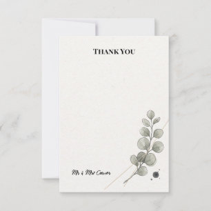 Soft Grey Eucalyptus Botanical Wedding Thank You Card