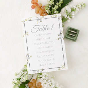 Soft Grey Floral Elegant Wedding Seating Chart Table Number