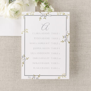 Soft Grey Floral Elegant Wedding Seating Chart Table Number