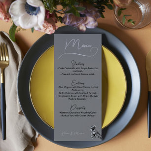 Soft Grey Floral Watercolor Wedding Menu