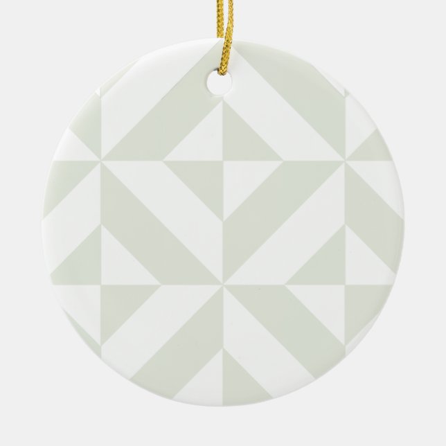 Soft Grey Geometric Art Deco Ceramic Tree Decoration (Front)