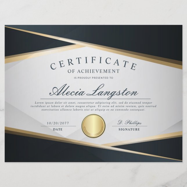 Soft Grey & Gold Certificate of Achievement Award (Front)
