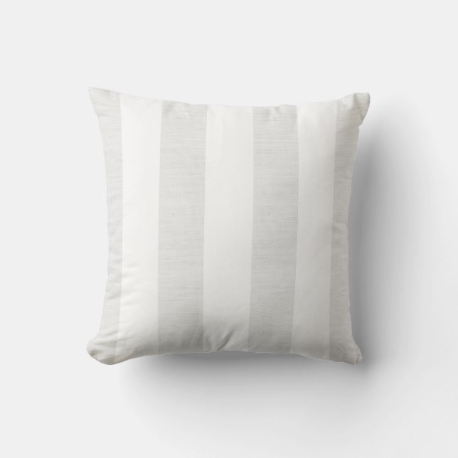 Soft Grey Linen Look Stripes Cushion (Front)