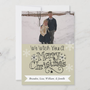 Soft Grey Merry Christmas Photo Holiday Card