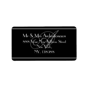 Soft Grey Monogram Black with White Wedding Return Label