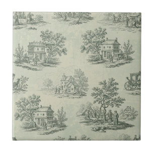 Soft Grey Rustic Farm Toile Countryside Tile