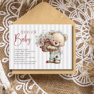 Soft Grey Teddy Daisy Baby Shower Books For Baby Enclosure Card