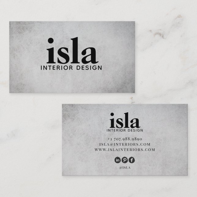 Soft Grey Texture Interior Designer Business Card (Front/Back)