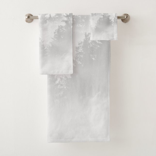 Soft Grey White Forest Dream #1 #decor #art  Bath Towel Set (Insitu)