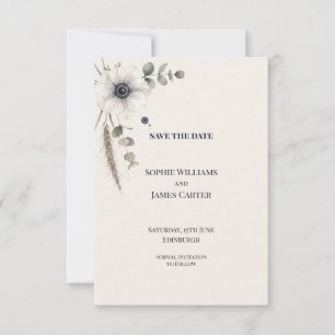 Soft Grey Wildflower Eucalyptus Wedding Save The Date