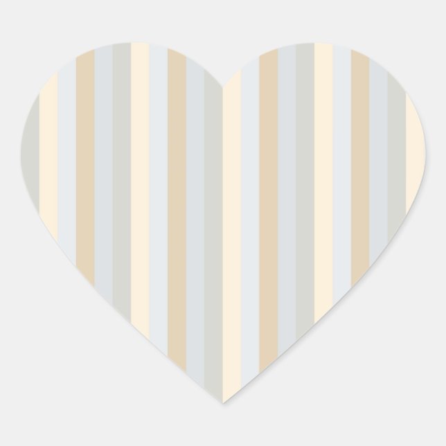 Soft Greys Vertical Stripes Decor Heart Sticker (Front)
