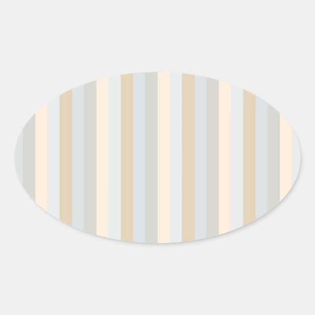 Soft Greys Vertical Stripes Decor Oval Sticker (Front)