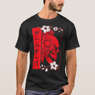 Soft Grunge Aesthetic Skull And Sakura Flowers Gam T-Shirt