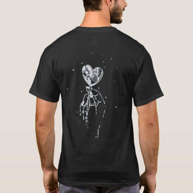 Soft Grunge Gothic Dark Aesthetic Grey Heart In Ha T-Shirt (Back)