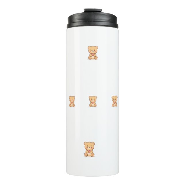 Soft Heart Big Love Cute Teddy Bear Thermal Tumbler (Front)