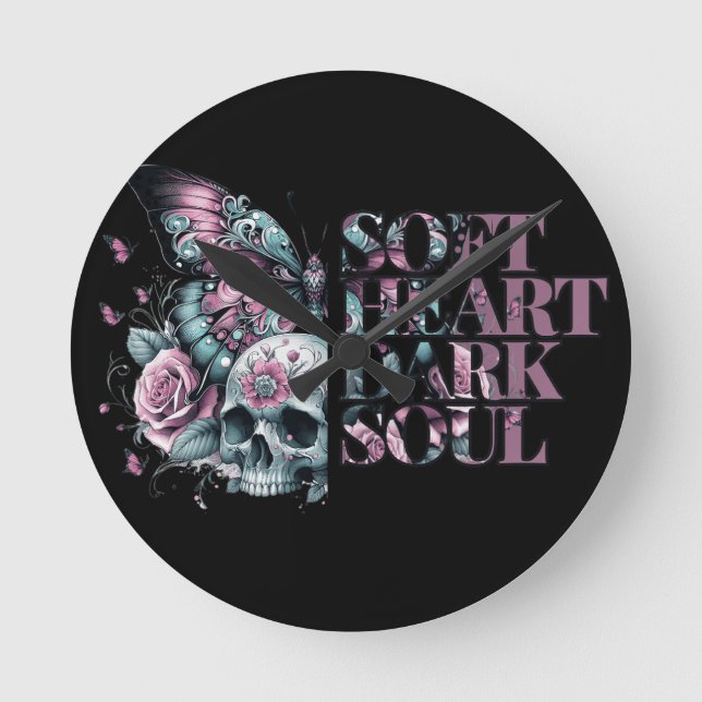 Soft Heart Dark Soul Pastel Goth  Round Clock (Front)