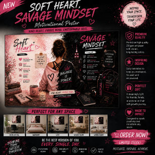 Soft Heart Savage Mindset Wall Art Inspirational