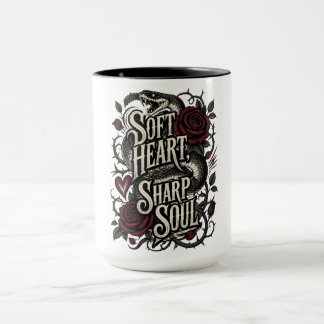 Soft Heart Sharp Soul Snake Rose Gothic Quote Mug