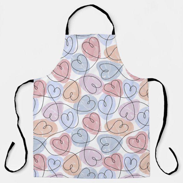 Soft Hearts: Continuous Line Valentine's Apron (Front)
