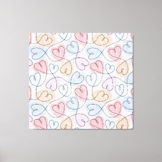 Soft Hearts: Continuous Line Valentine's Canvas Print