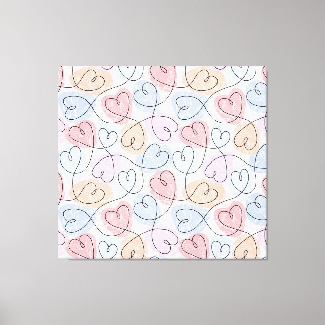 Soft Hearts: Continuous Line Valentine's Canvas Print (Front)