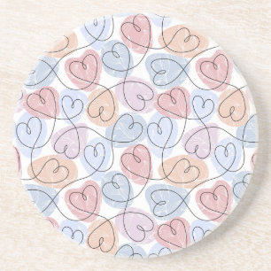 Soft Hearts: Continuous Line Valentine's Coaster