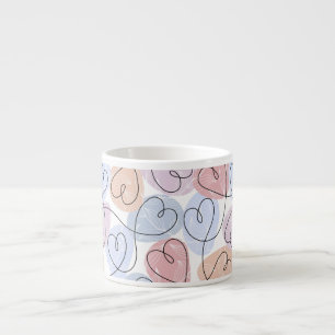 Soft Hearts: Continuous Line Valentine's Espresso Cup