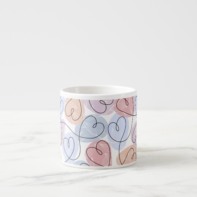 Soft Hearts: Continuous Line Valentine's Espresso Cup (Front)