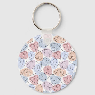Soft Hearts: Continuous Line Valentine's Key Ring