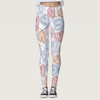 Soft Hearts: Continuous Line Valentine's Leggings