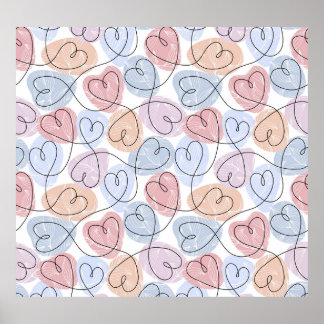 Soft Hearts: Continuous Line Valentine's Poster