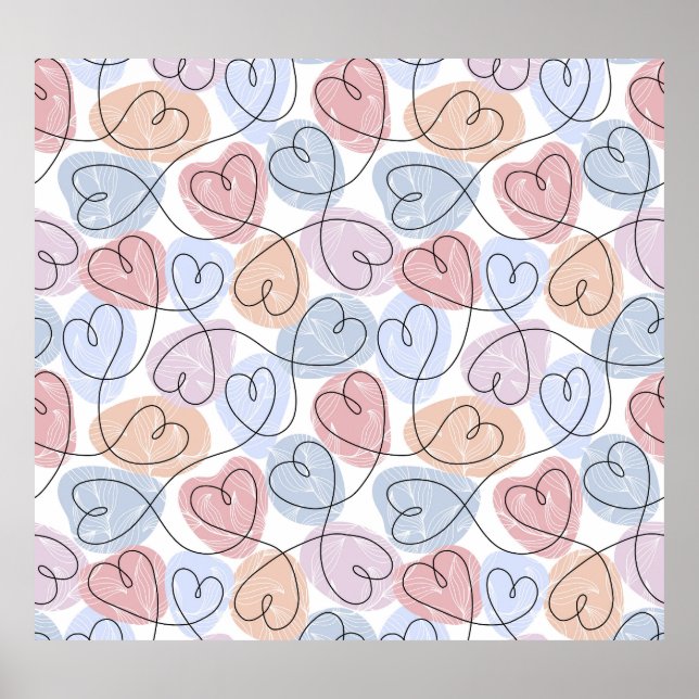 Soft Hearts: Continuous Line Valentine's Poster (Front)