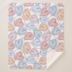 Soft Hearts: Continuous Line Valentine's Sherpa Blanket