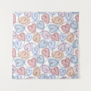 Soft Hearts: Continuous Line Valentine's Tapestry